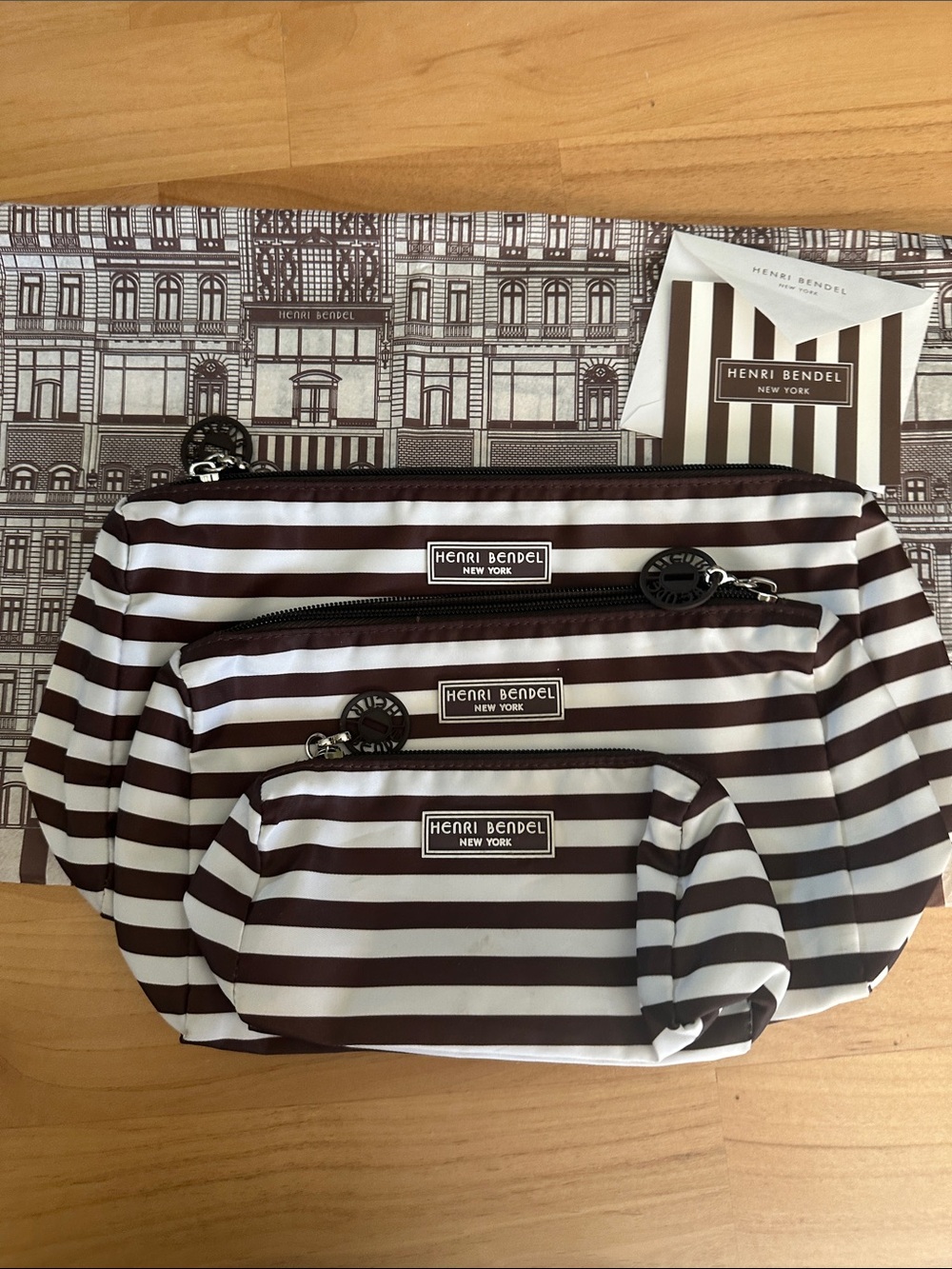Henri. Bendel set of three striped nylon bags. - Picture 4 of 5